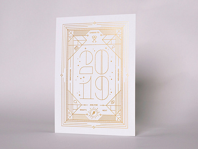 2019 Primacy Holiday Card 2019 card design gold foil graphic design holiday holiday card icon illustration numbers print typogaphy vector