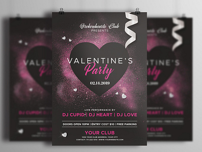 Valentine's Party Flyer advertisement club flyer dust flyer flyer design flyer template heart party flyer pink poster poster design template valentine valentine flyer valentine party valentines valentines day