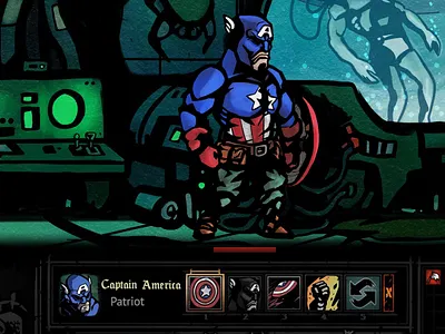 Darkest Dungeon x Captain America captain america crossover darkest dungeon design illustration marvel procreate spine spriter video game art