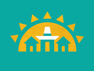 Casa de Sombrero house icon illustration logo negative space sombrero sun