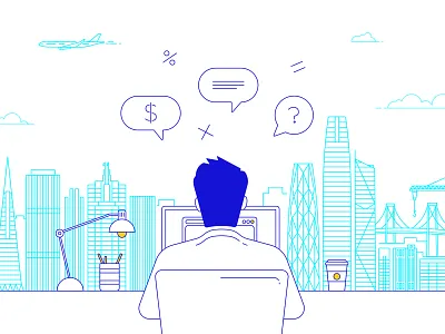 TOP Illustration clean illustration office problem real estate salesforce san francisco vector work