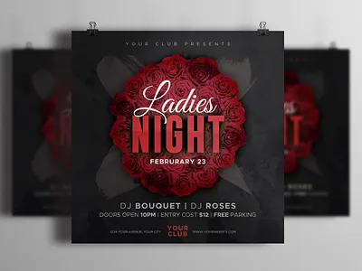Ladies Night Flyer advertisement club club flyer drinks flyer flyer design flyer template ladies night ladies night flyer ladies night party music night club party flyer photoshop poster poster design pub romantic square flyer template