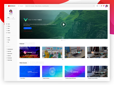 DevDojo 2019 design education laravel new site red vue vuejs youtube