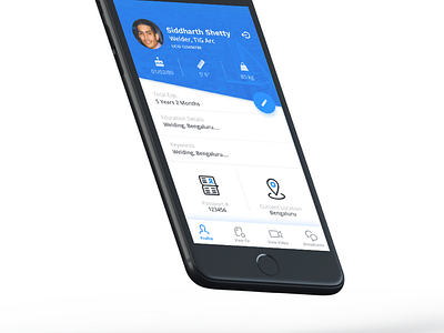 Mobile Application for Blue Collar Workers 👨‍🏭👩‍🏭 app blue branding design flat icon iconography interface iphone job portal mobile mockup profile ui ux vector web website