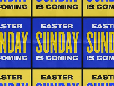Easter is Coming blue church ea easter hillsong invite jesus nyc poster promo promotion tall type wide yellow