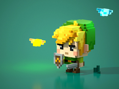 The Legend of Zelda 8bit link magicavoxel nintendo retro the legend of zelda voxel voxel art zelda