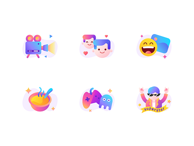 Icon set blue camera classify colorful design icon illustration illustrator movie person purple sketch ui