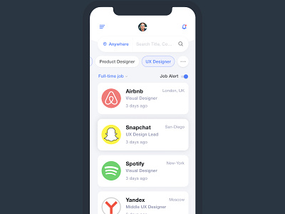 Job Search App app app design design ios job job app job search mobile mobile app search ui ux