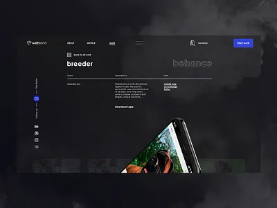 webland digital | case case case design company dark design design app digital gradient it modile page project service site smoke studio ui ux web work