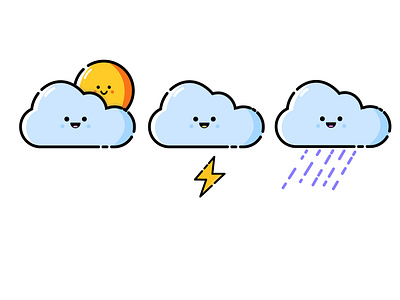 Clouds anime cloud clouds design illustration lightning rain sun vector