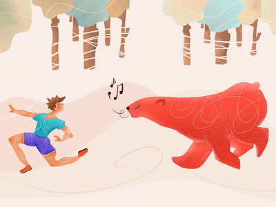 Bear just wanna have a nice walk bear drawing environment illustration procreate runner running trailrunning transylvania