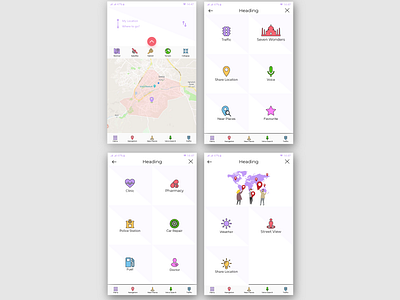 Gps Navigation App UI Design animation app application design flat gps icon illustration illustrator interface mobile navigation ui ui desing ui ux design ux uxdesign vector white