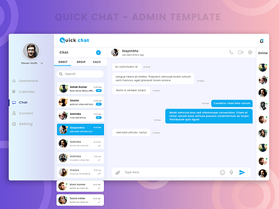 Quick Chat admin dashboard admin design app audio call branding branding design chat chatbot dashbaord design desktop identity illustration illustration message chat material design message message app ui ux website