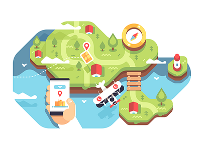 Delivery tracking application app delivery flat hand illustration kit8 mobile smartphone tracking vector