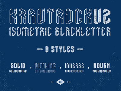 Introducing Krautrockv2 band art blackletter design font hand drawn illustration isometric isometric design poster art typography vector