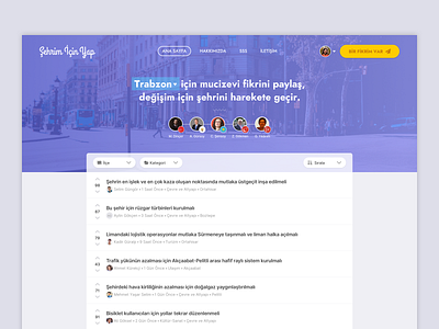 Home Page — Şehrim İçin Yap avatar downvote dropdown header list navigation upvote vote