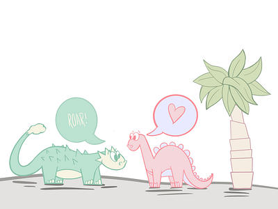 My Dino Life animals character cute dino dinosaur dinosaurs illustration illustrator new palm tree pastel plant prehistoric procreate