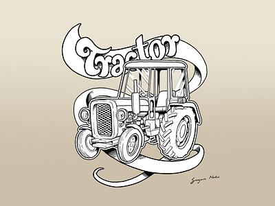 Tractor car ex libris pattern