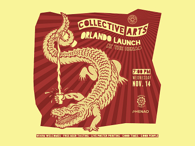 Event branding for Collective Arts Brewing beer beer art branding collective arts design freelance design gator hand drawn illustration screenprinting