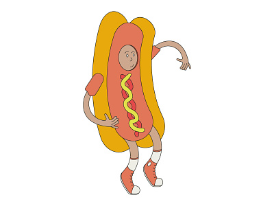 Dancing My Buns Off character dancing design graphic design hot dog illustration vector