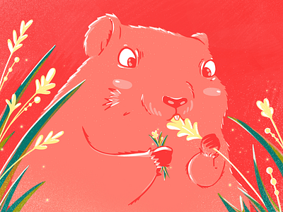 Happy Groundhog day! groundhog illustration photoshop plants textures