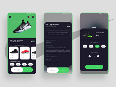 Nike app app design clean color design nike nike adapt bb page ui uiux ux