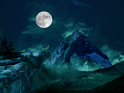 WOLF fantasy fantasy art for fun illustration magic mountain photo manipulation photoshop photoshop art photoshop cc wolf