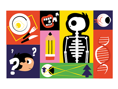 #037 black body book illustration character design design dna dribble eye flat illustration medicine mouth vector xray