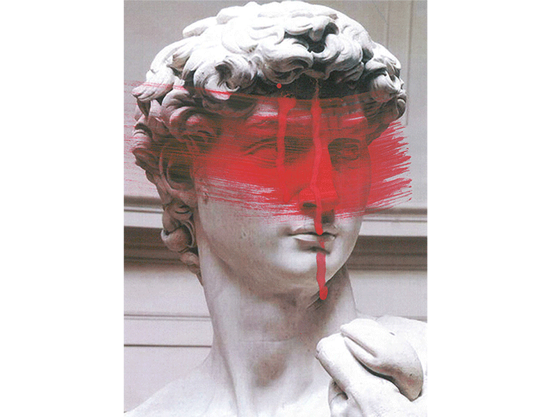michelangelo's charming statue in Floransa / 2 animation art dadaism davud drawing floransa gif hz.davud illustration illustration art portrait portrait art print picture red series statue