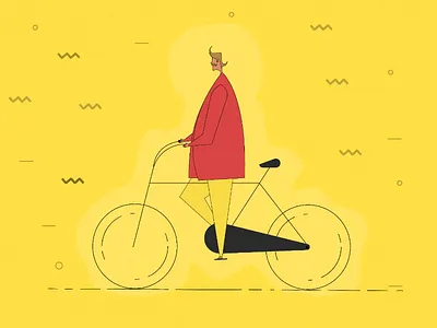 Goo ! bicycle black ilustration men outline red yellow