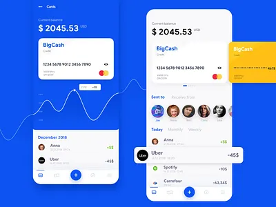 myWallet app bank card cash money ui ux wallet