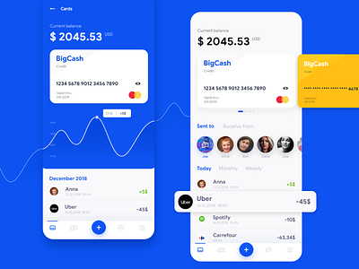 myWallet app bank card cash money ui ux wallet