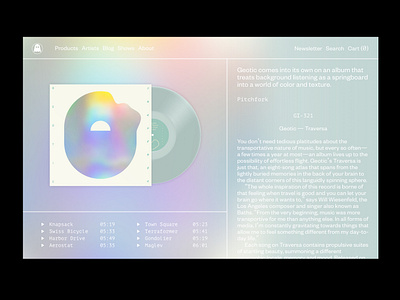 Geotic UI ghostly international layout minimal music ui design web design website
