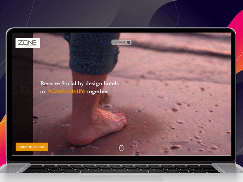 Zone Hotel website landing page after effect animation interaction animation landing page motion animation photoshop ui ui ux web design website wire frame