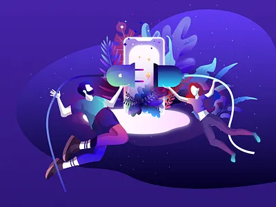 Integration design gradient gradient color illustration integration light technology ui