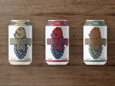 Groundhop Day Can 3 beer beer art bellingham branding brist brist mfg can art can design design groundhog groundhog day hop illustration logo pnw typography vector washington