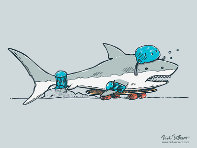 The Shark Skater great white shark illustration illustrator shark shark tank skateboard skater