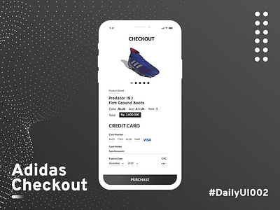 Adidas Checkout 002 adidas app branding daily 100 daily challange design football football app football club football designs mobile mobile app mobile app design photoshop ui ui ux uiux ux