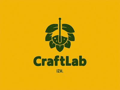 CraftLab beer beer branding brewery color concept craft craft beer drink flask green hop hop izhevsk lab logo logo deisgn logotype yellow