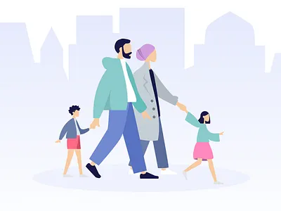 Family Time 2d entertainment family fitness flat fun graphic design happy health illustration iran isometric people life moslem step travel trip turkey vector walking