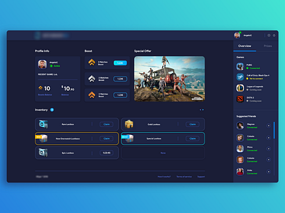 Gaming Dashboard adobexd dashboard design game gaming gradient illustration typography ui ux web