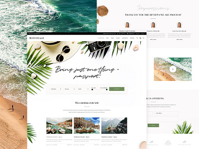 BonVoyage adventure booking clean design cruise destinations exotic holiday safari sea summer tourism travel travel agency trip vacation voyage website mockup wordpres