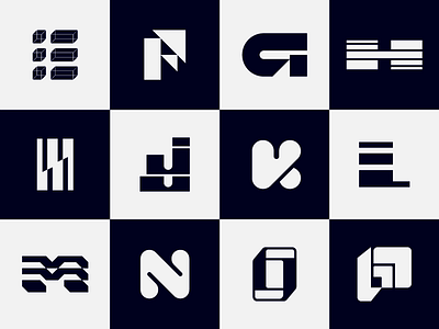 The Alphabet Series - E to P alphabet branding geometric icon letterforms logo mark minimal minimalism tyopgraphy type