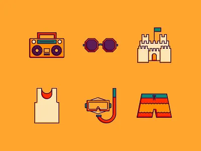 ICON THERAPY - beach set graphic design icon a day icon design icon set icon therapy icons summer icons vector