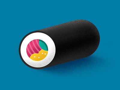 009 Thick sushi roll design food illustration japanese food procreate sushi