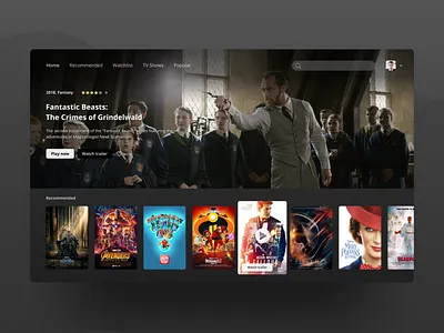 Daily UI 025: TV App daily ui daily ui 025 dailyui dark mode figma movie app smart tv tv app web app