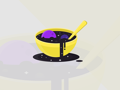 Space Bowl bowl food gradient isometric planet ramen solar system soup space stars