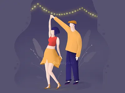 Dance with me. charachter charachter design couplegoals dance dance party drawing illustration illustrator love procreate procreate app valentine card valentine day valentine party