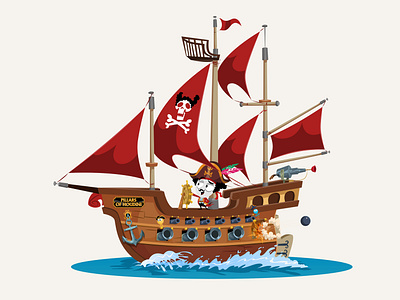 Pirate Ship illustration vector art wall art