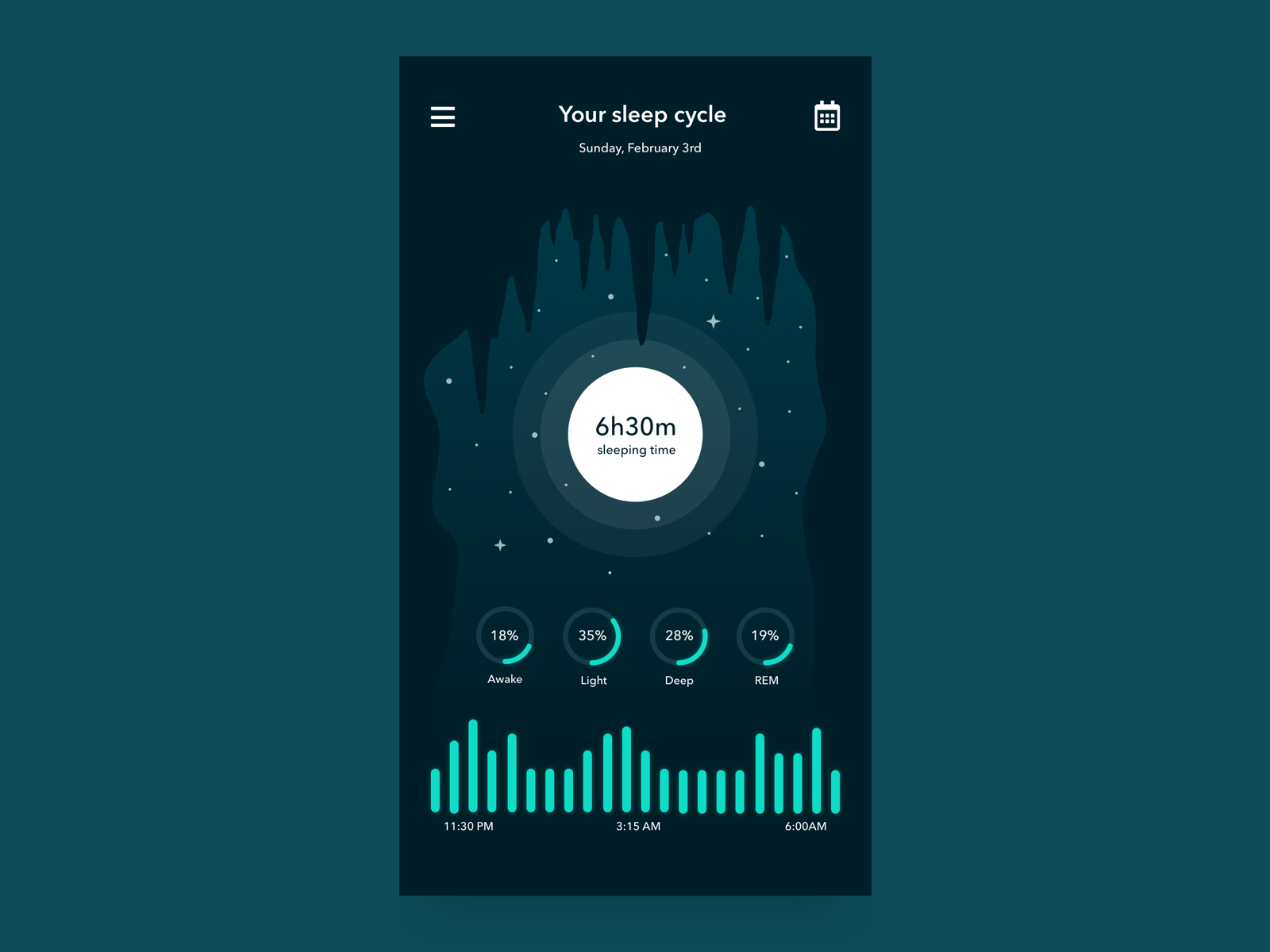 Sleep Tracker app challenge infographic moon night pie charts sketch sleep sleeping stars statistics tracker ui ux